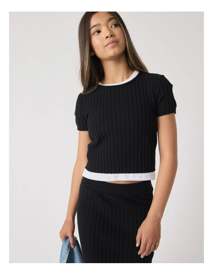Georgina Knit Tee in Black image 3