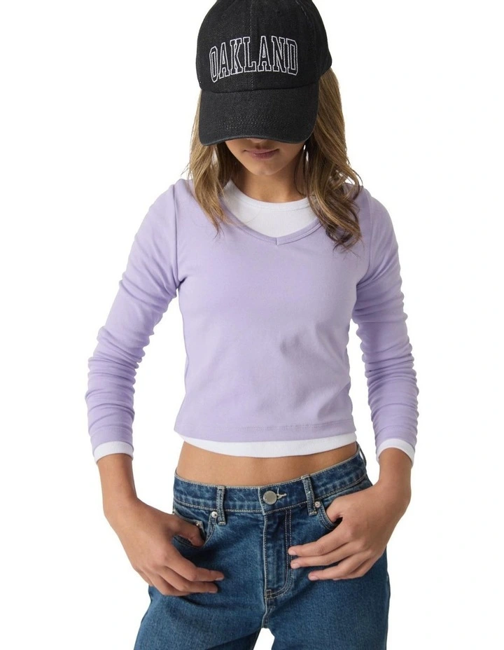 Scoop Long Sleeve Tee in Lilac image 1