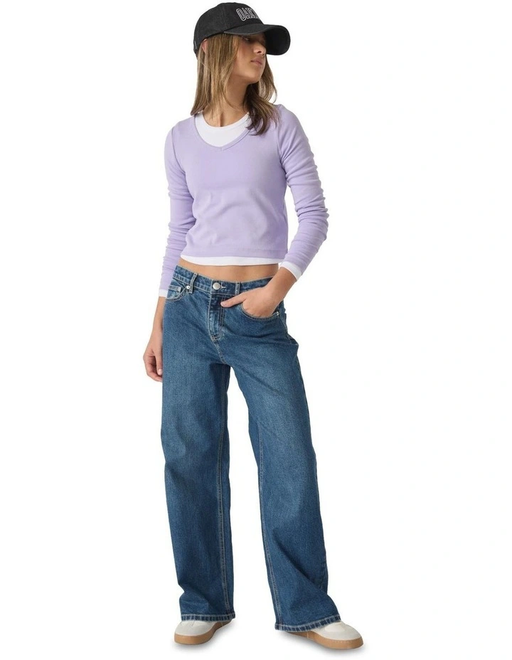 Scoop Long Sleeve Tee in Lilac image 2