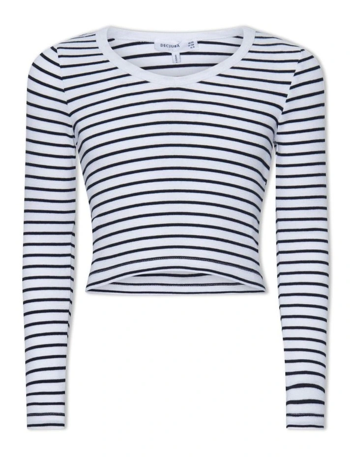 Scoop Long Sleeve Tee in Black/White image 4