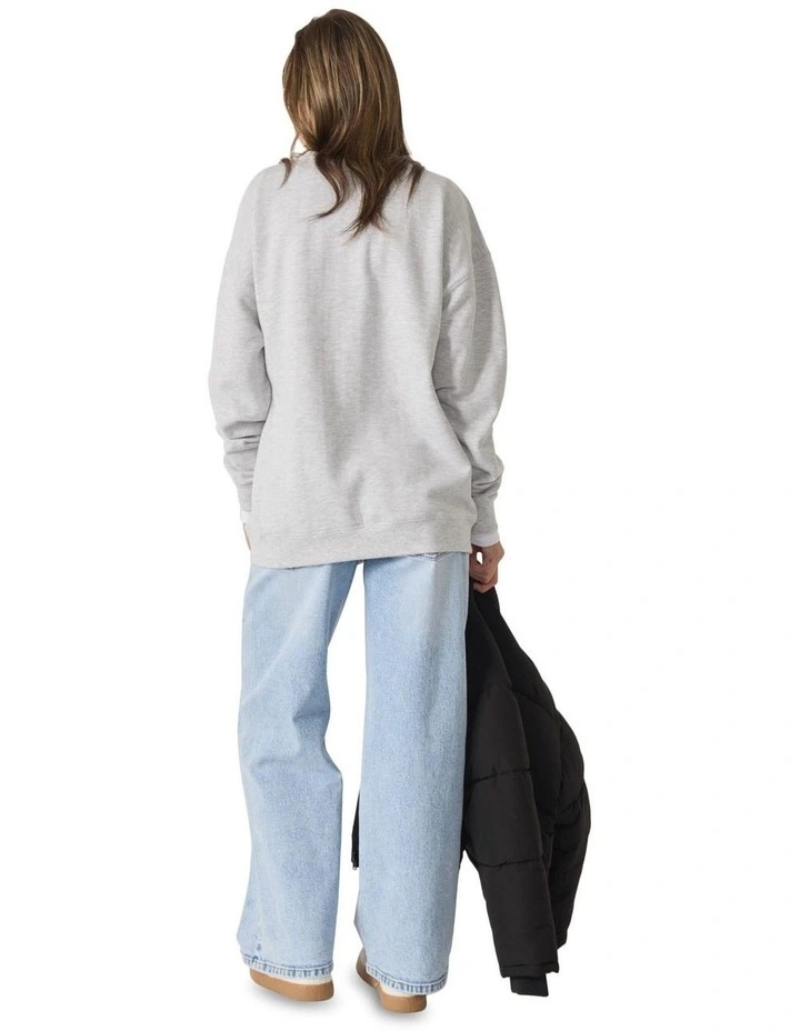 Boston 90s Crew Neck Sweater in Grey Marle image 3