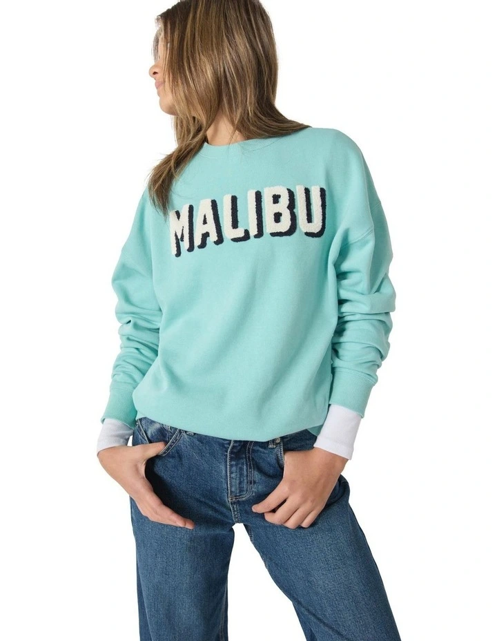 Malibu 90s Crew Neck Top in Aqua image 1