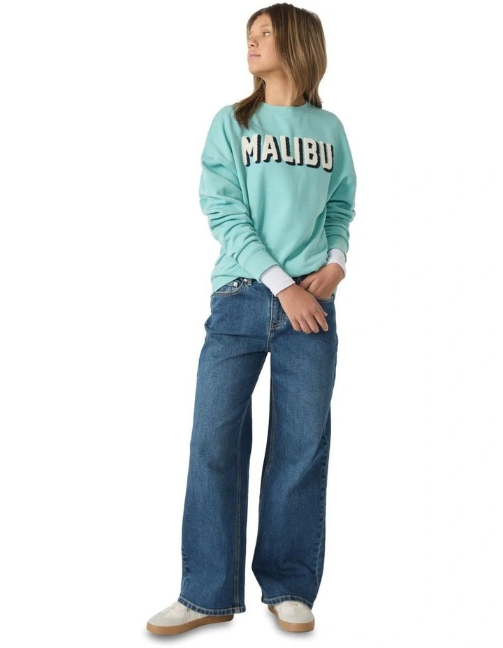 Malibu 90s Crew Neck Top in Aqua image 2