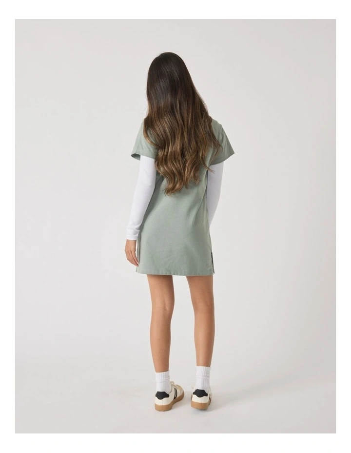 Rugby T-shirt Dress in Olive image 2