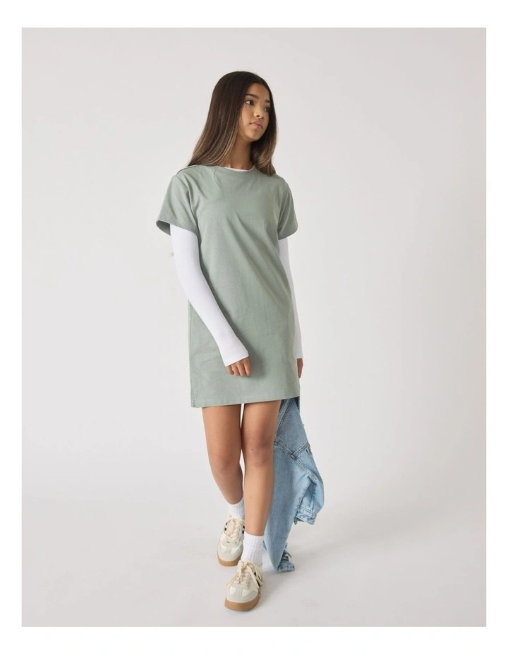 Rugby T-shirt Dress in Olive image 3