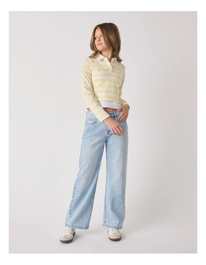 Abbie Rugby Long Tee in Cream image 1