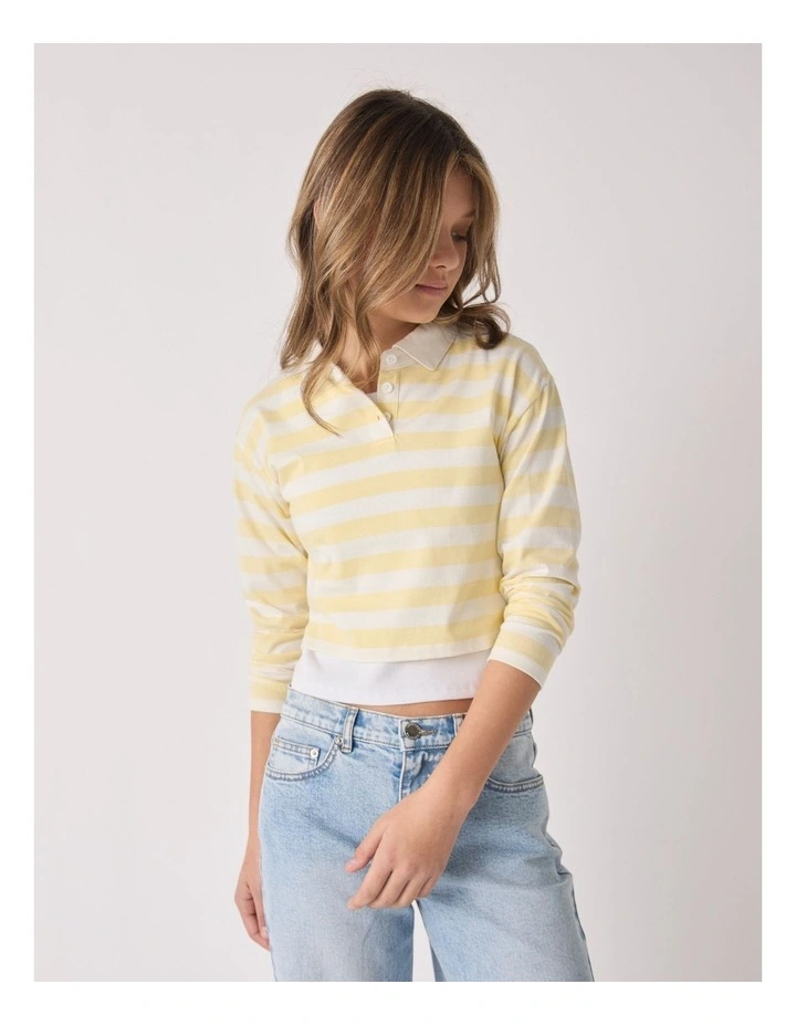 Abbie Rugby Long Tee in Cream image 3