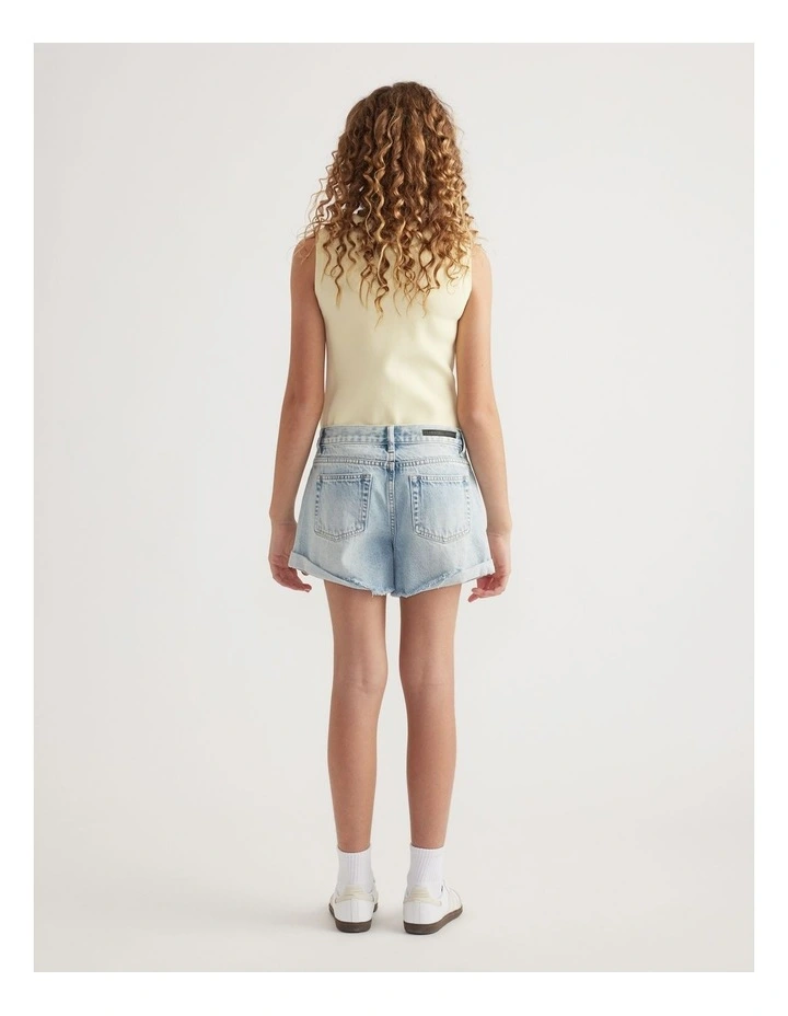 Abbie Rolled Shorts in Denim image 2