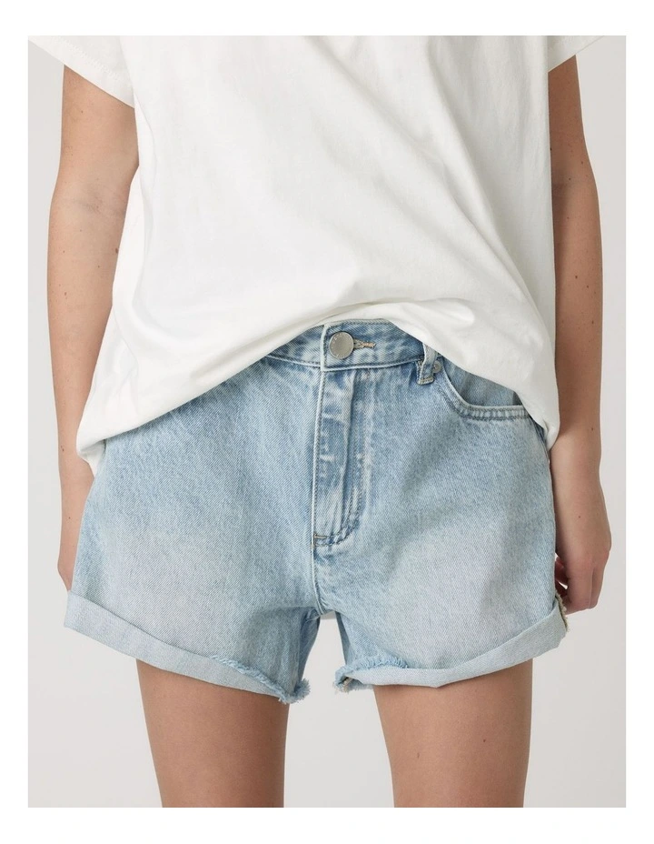 Abbie Rolled Shorts in Denim image 3