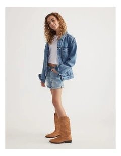 Abbie Rolled Shorts in Denim