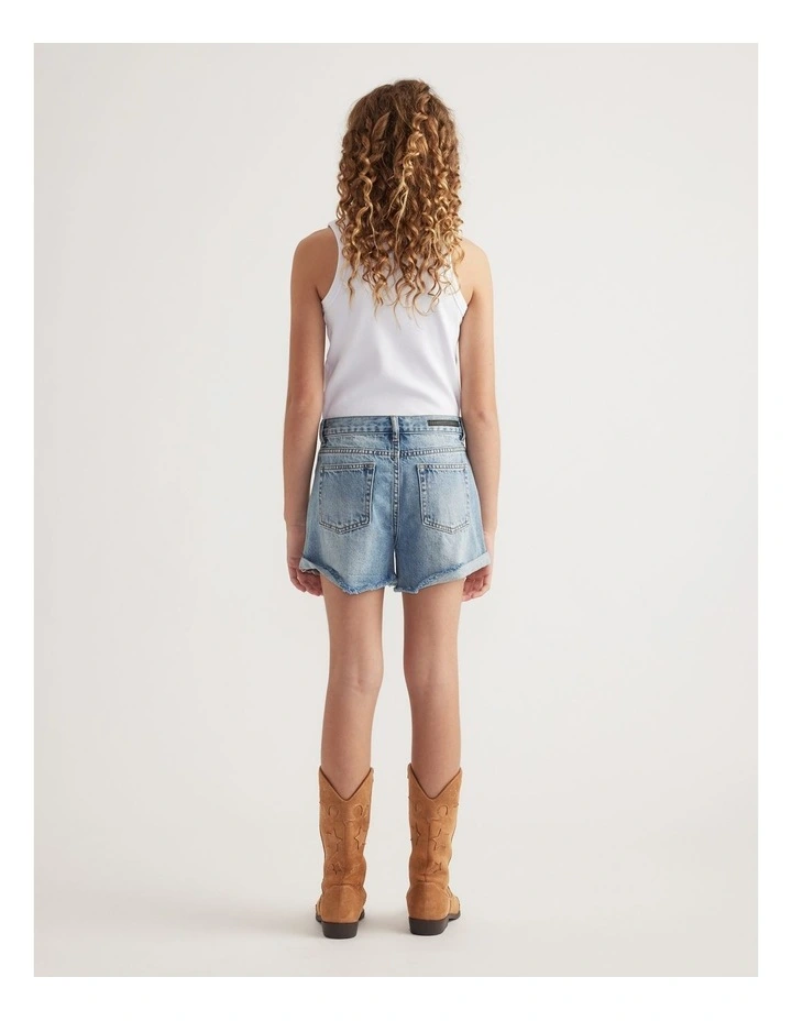 Abbie Rolled Shorts in Denim image 2