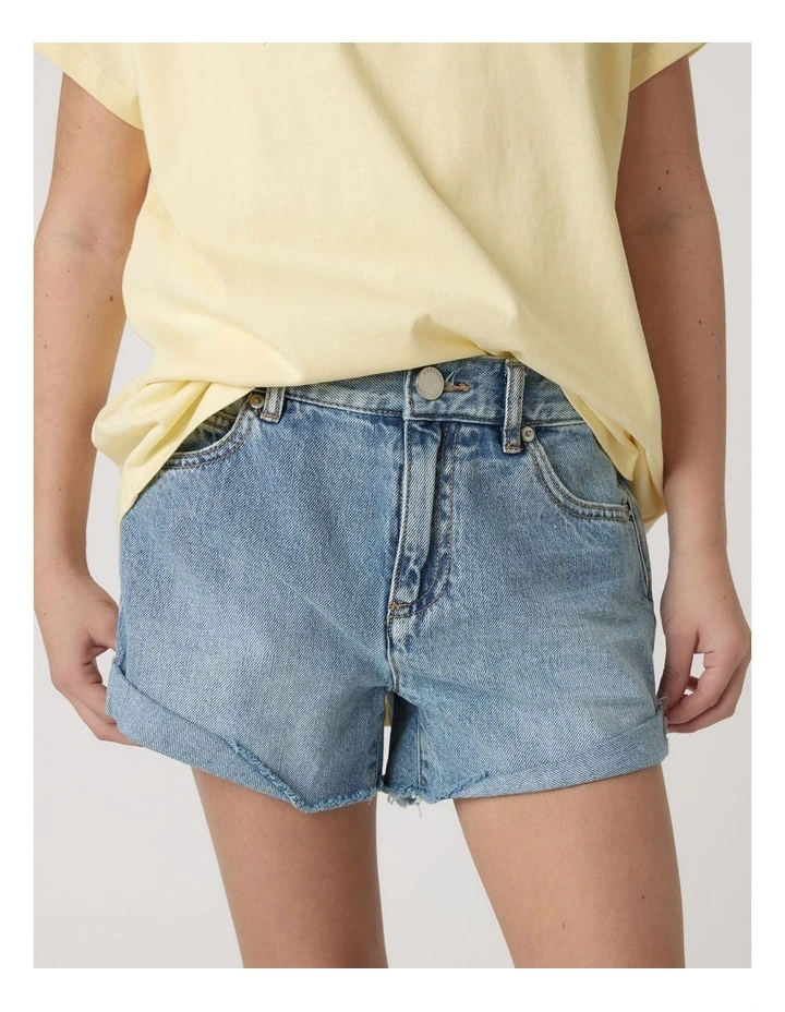 Abbie Rolled Shorts in Denim image 3