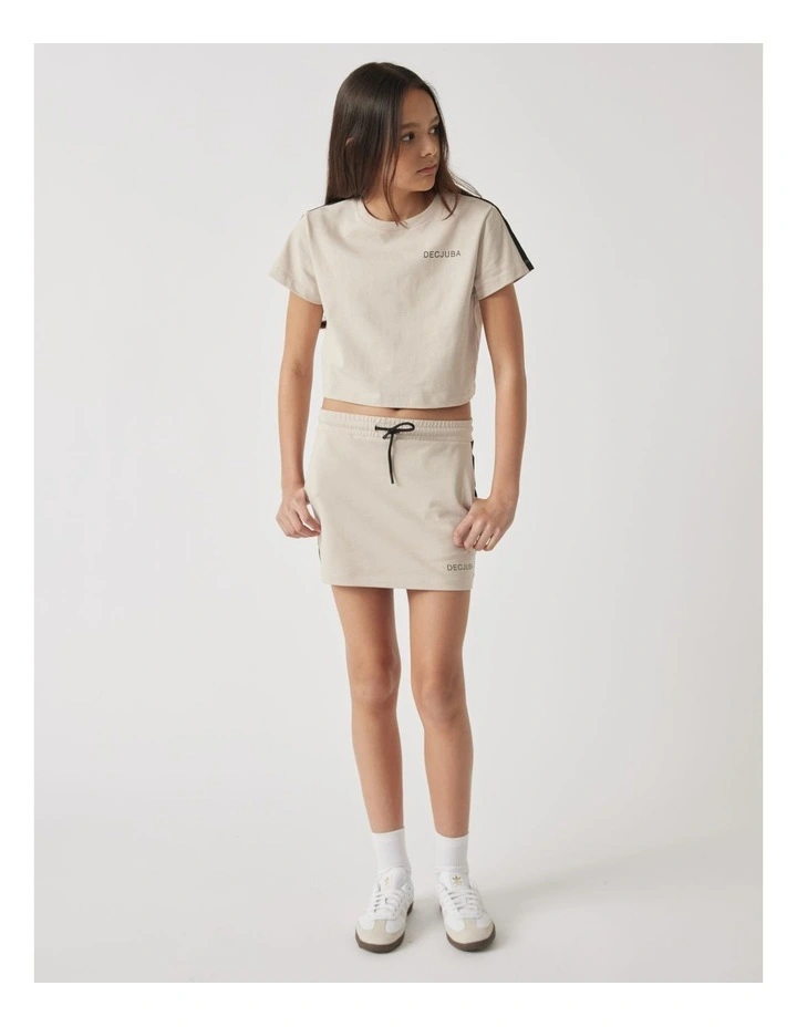 Stripe Detail Sleeve Tee in Eggshell image 1