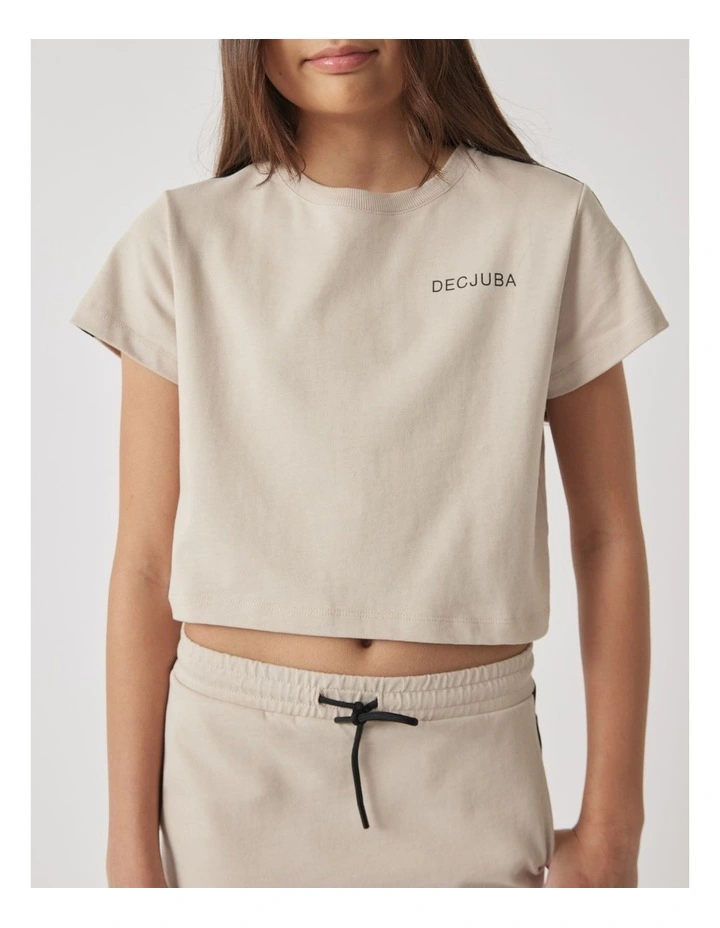 Stripe Detail Sleeve Tee in Eggshell image 3