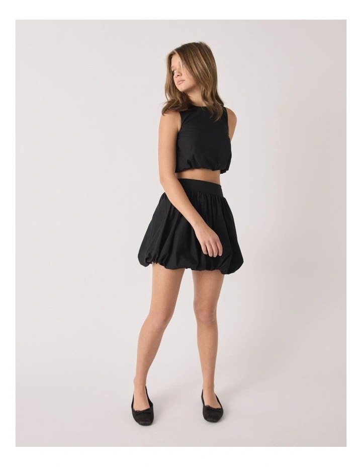Bubble Hem Mini Skirt in Black image 1