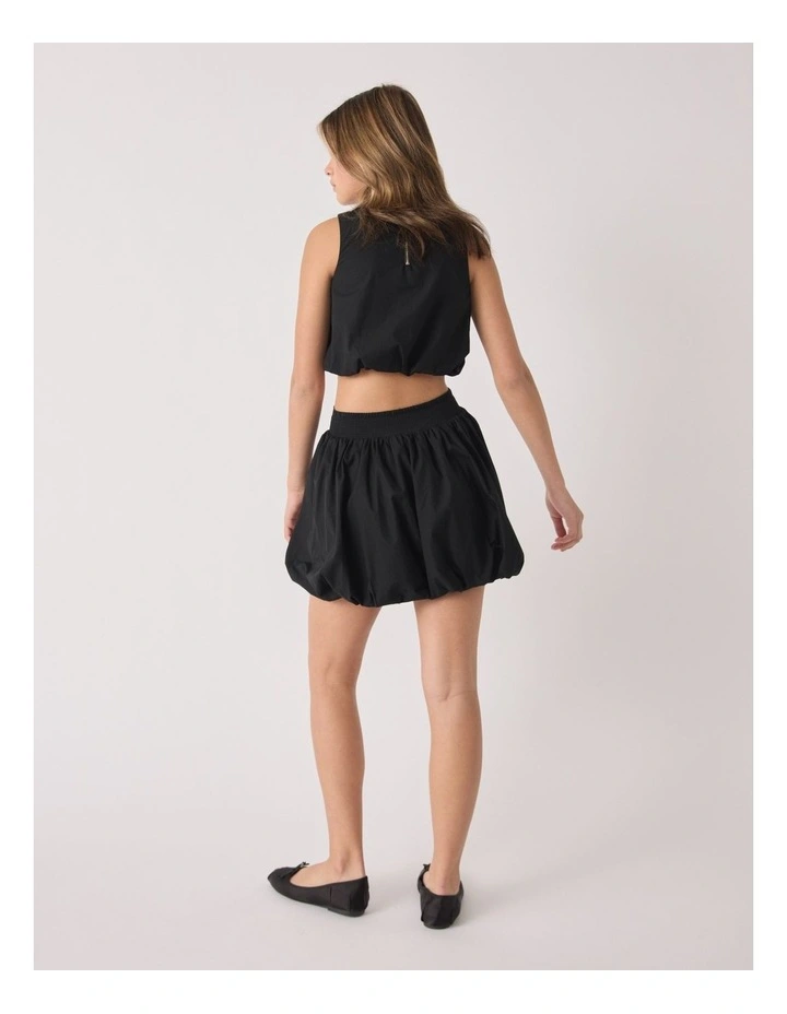 Bubble Hem Mini Skirt in Black image 2