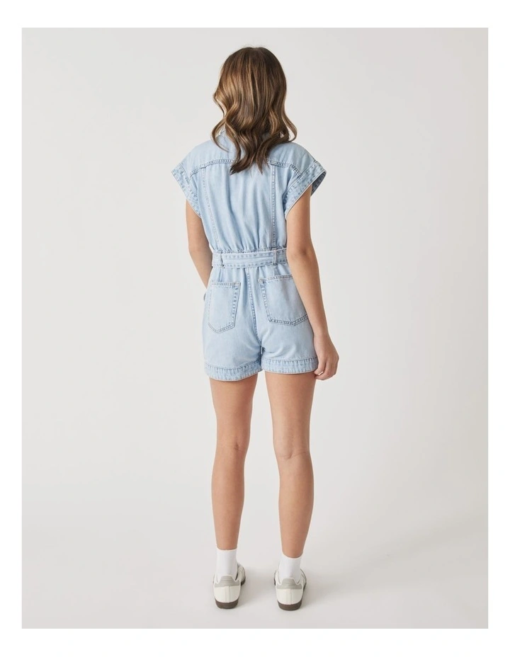 Kelly Denim Romper in Blue image 2