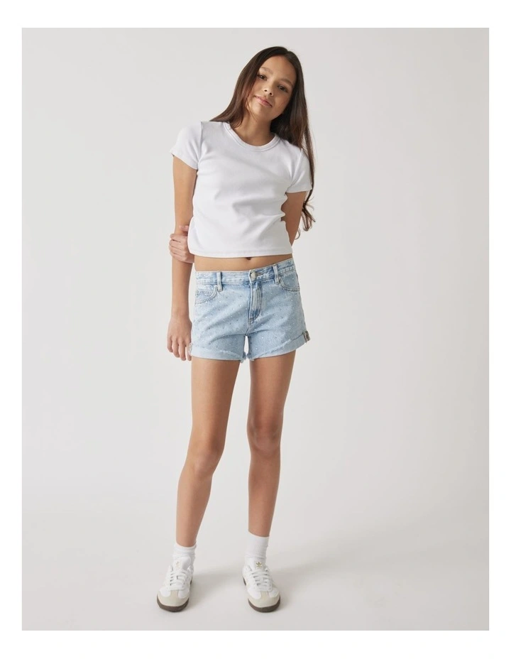 Abbie Rhinestone Short in Byron Blue image 1