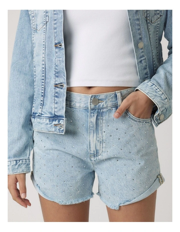 Abbie Rhinestone Short in Byron Blue image 3