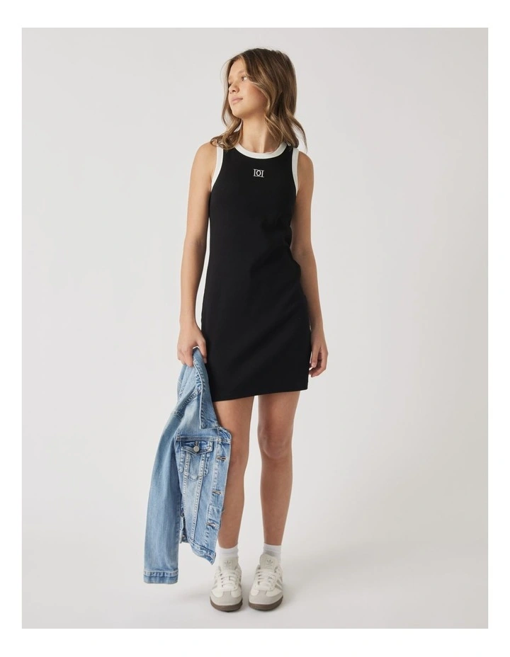 Logo Tank Dress in Black/Vanilla image 1