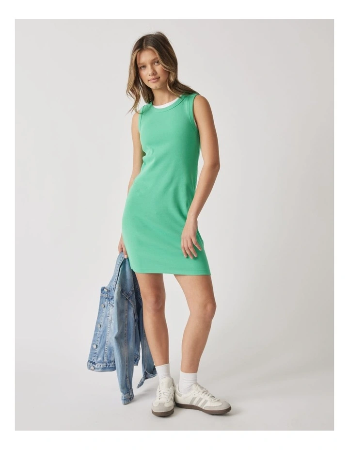 Harper Rib Tank Dress in Tropical Green image 1
