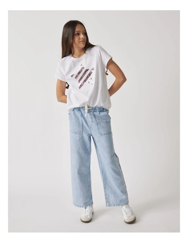 Sequin Star Tee in White image 1