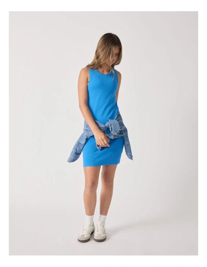 Harper Rib Tank Dress in Bright Blue image 1