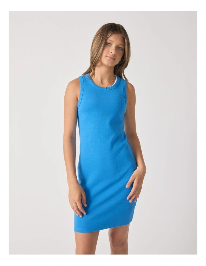 Harper Rib Tank Dress in Bright Blue image 3