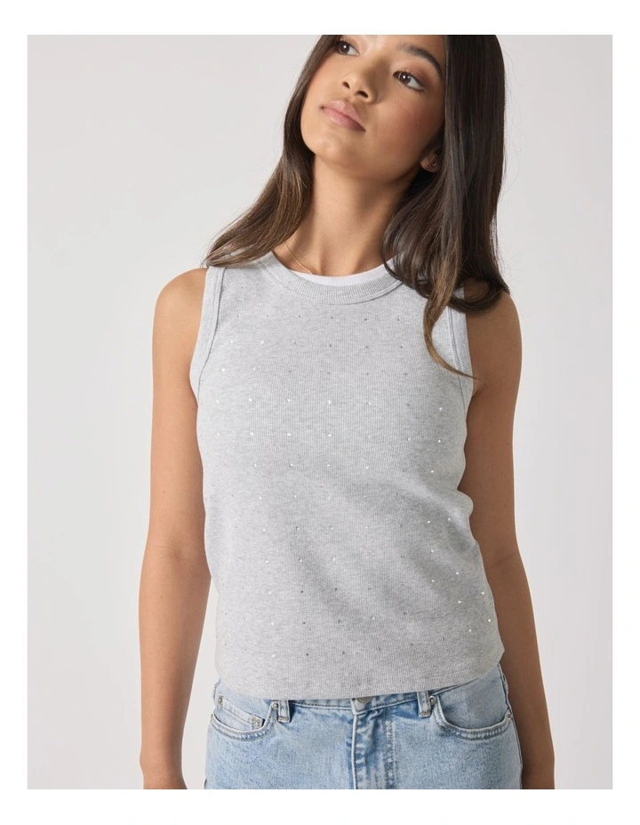 Harper Crystal Tank in Grey image 3