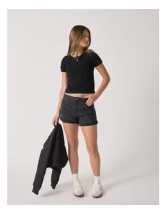 Abbie Rhinestone Short in Black