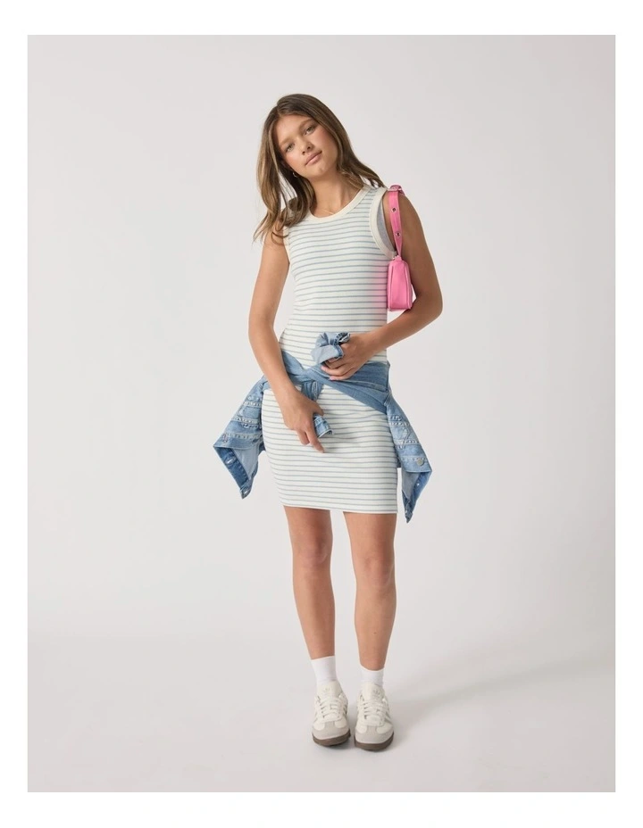 Zoe Sparkle Tank Dress in Vanilla/Dusty Blue image 1