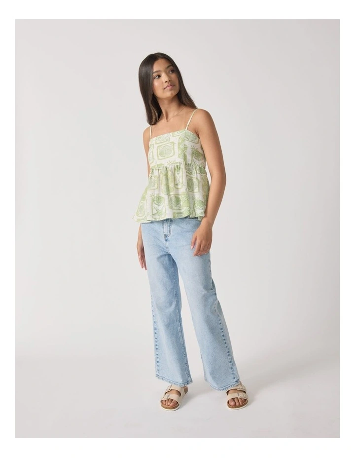 Polly Peplum Top in Shell Print image 1
