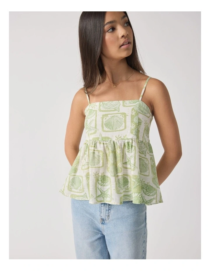 Polly Peplum Top in Shell Print image 3