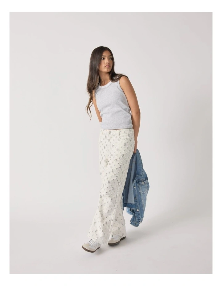 Hailey Wide Leg Jean in White/Silver image 1