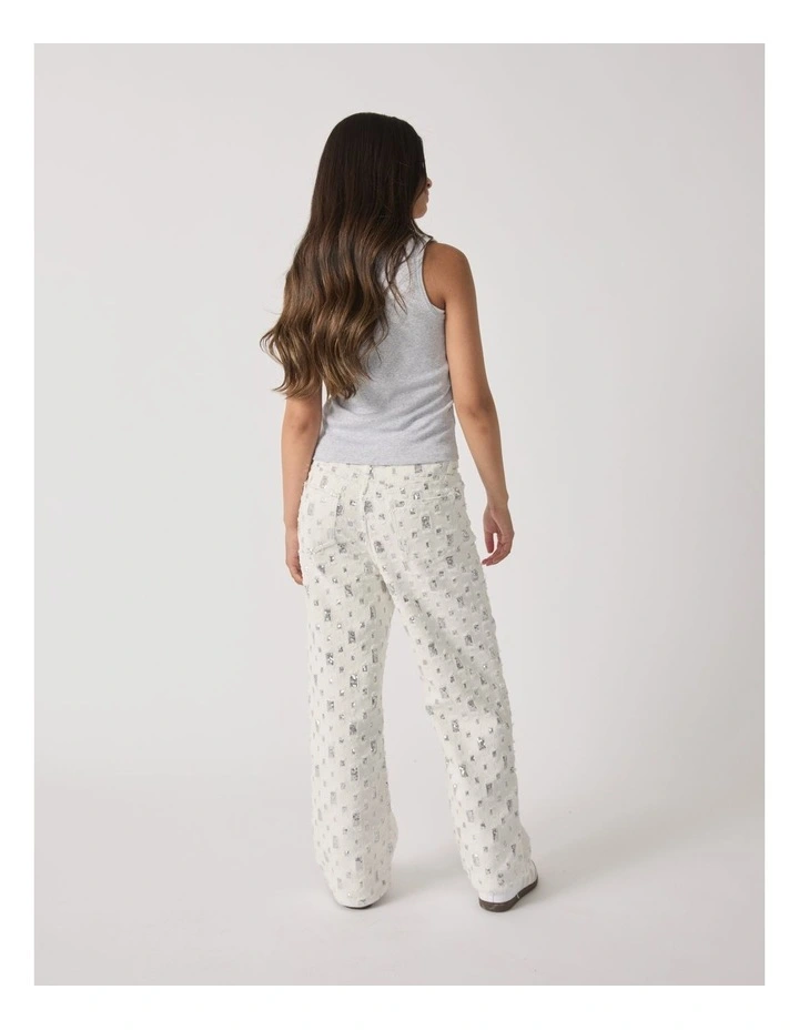 Hailey Wide Leg Jean in White/Silver image 2