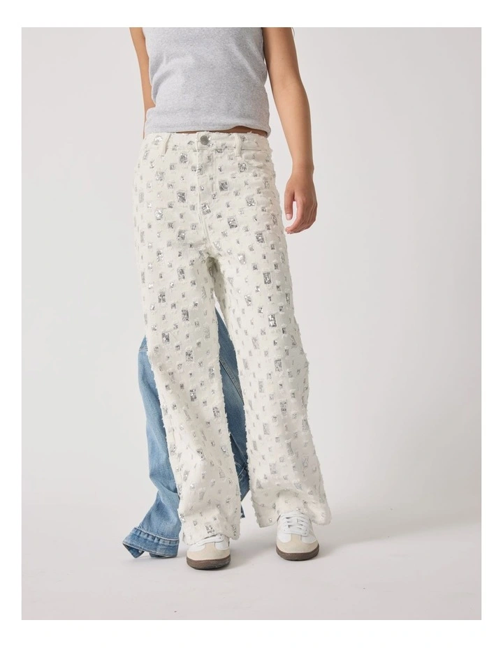 Hailey Wide Leg Jean in White/Silver image 3