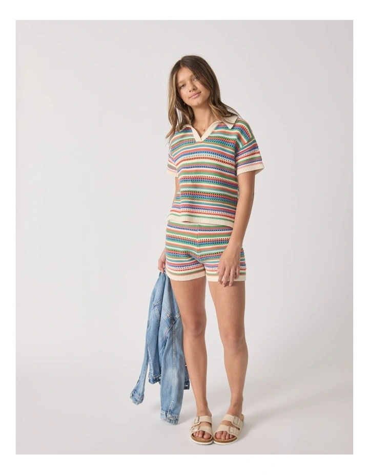Lucy Crochet Top in Multi Stripe image 1