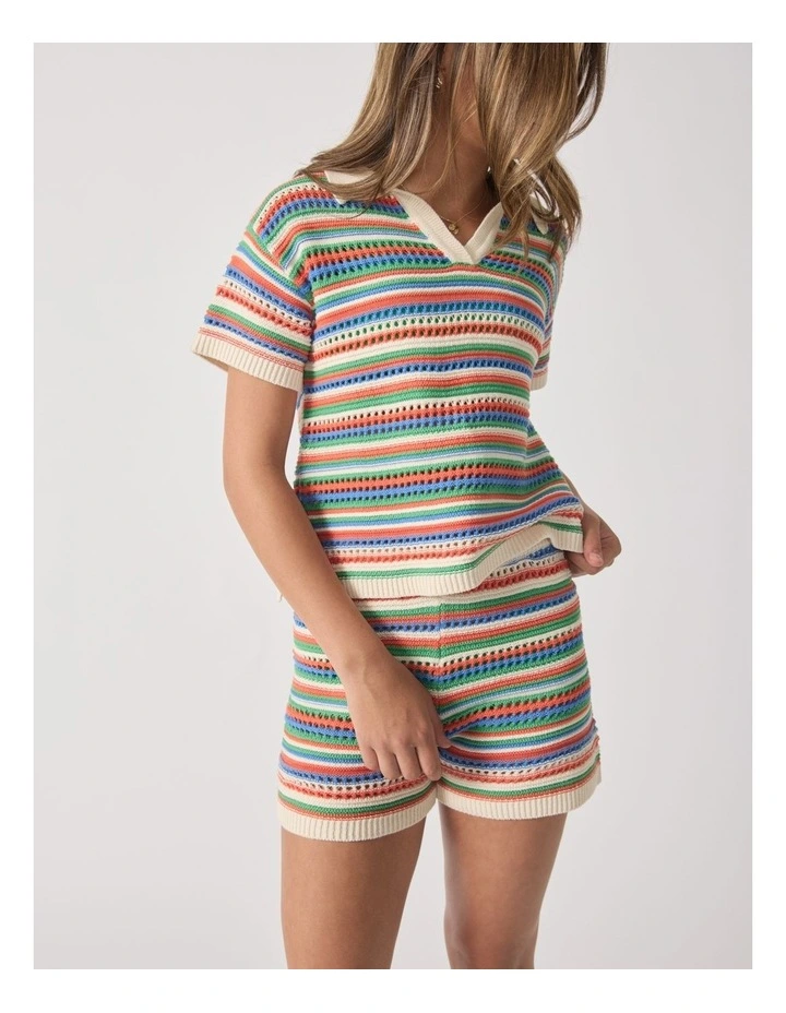 Lucy Crochet Top in Multi Stripe image 3