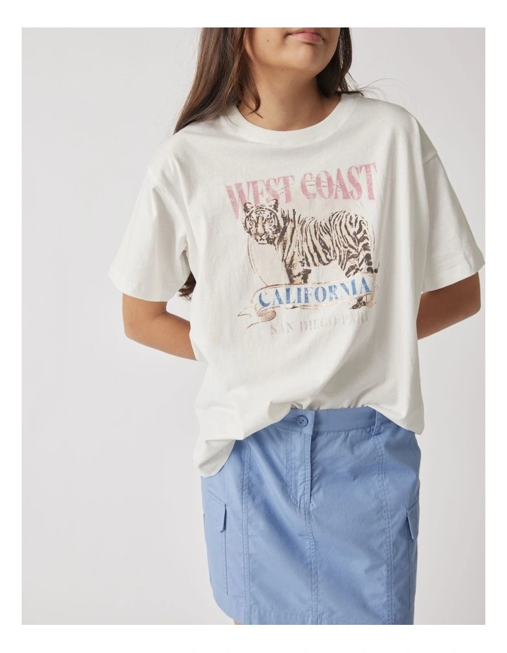 Tiger Oversized Tee in Vanilla image 3