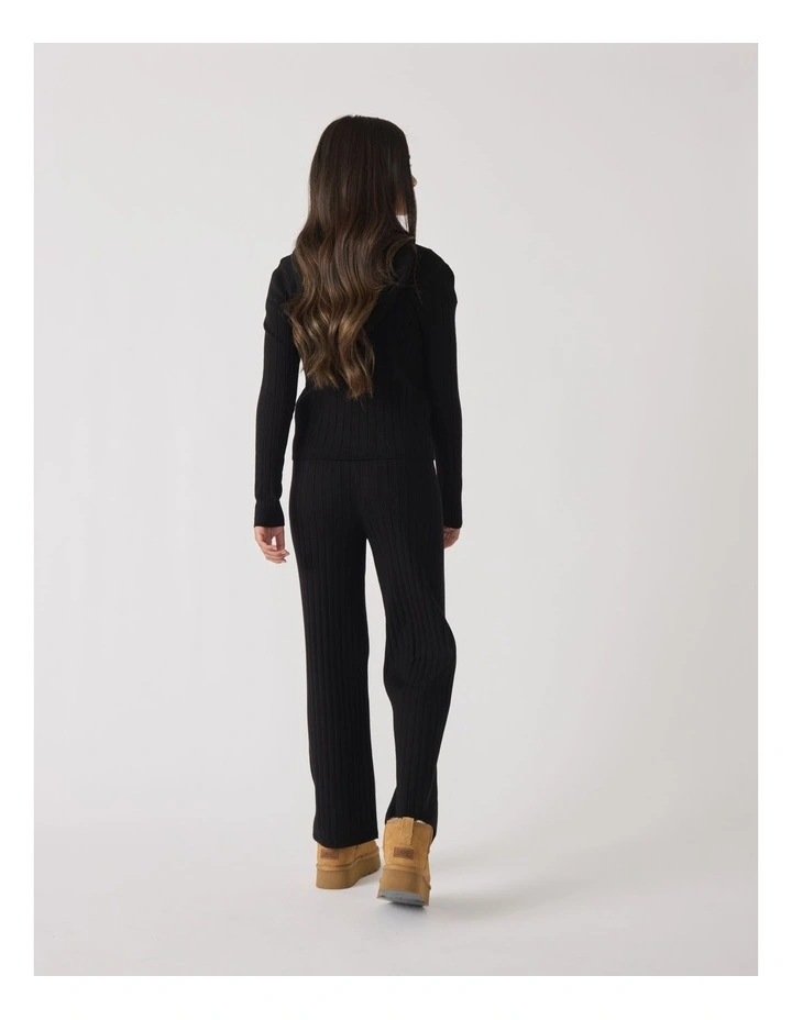 Marie Zip Up Knit Hooded in Black image 2