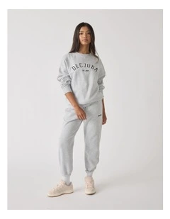 Applique Sweat Tee in Grey Marle