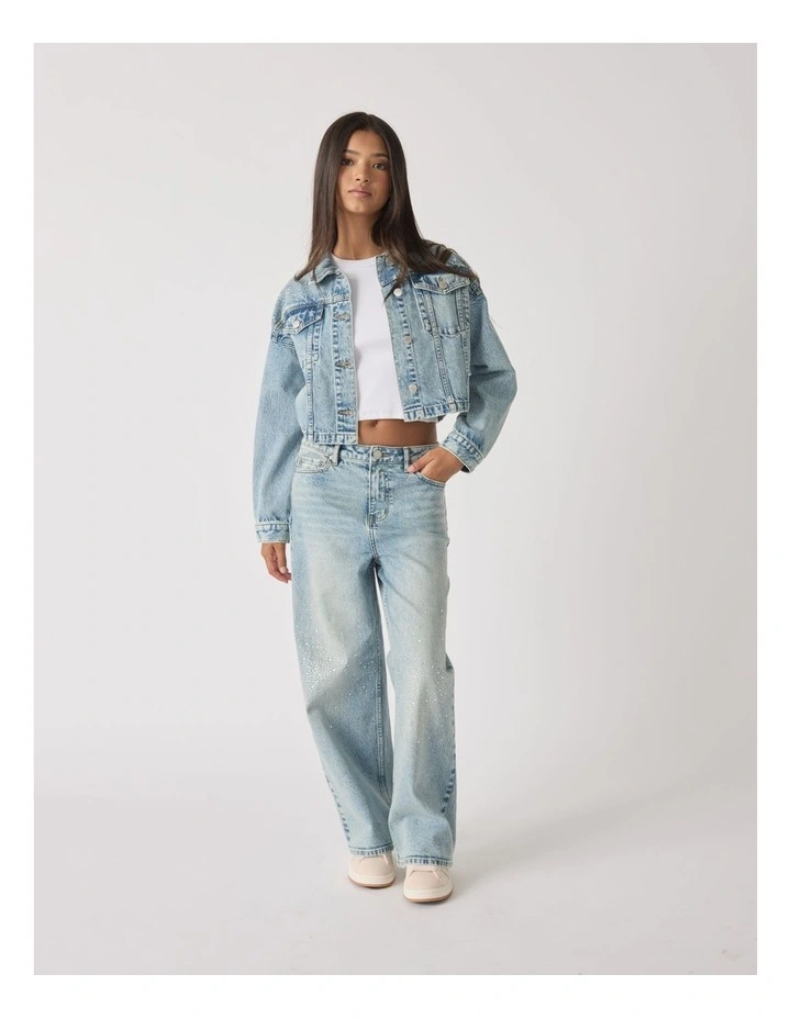 Embellished Denim Jacket in Blue image 1
