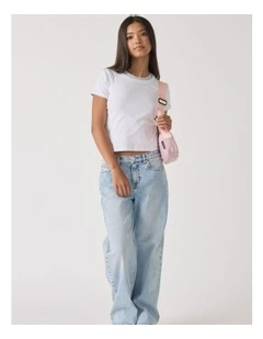Haylee Crystal Crop Tee in White