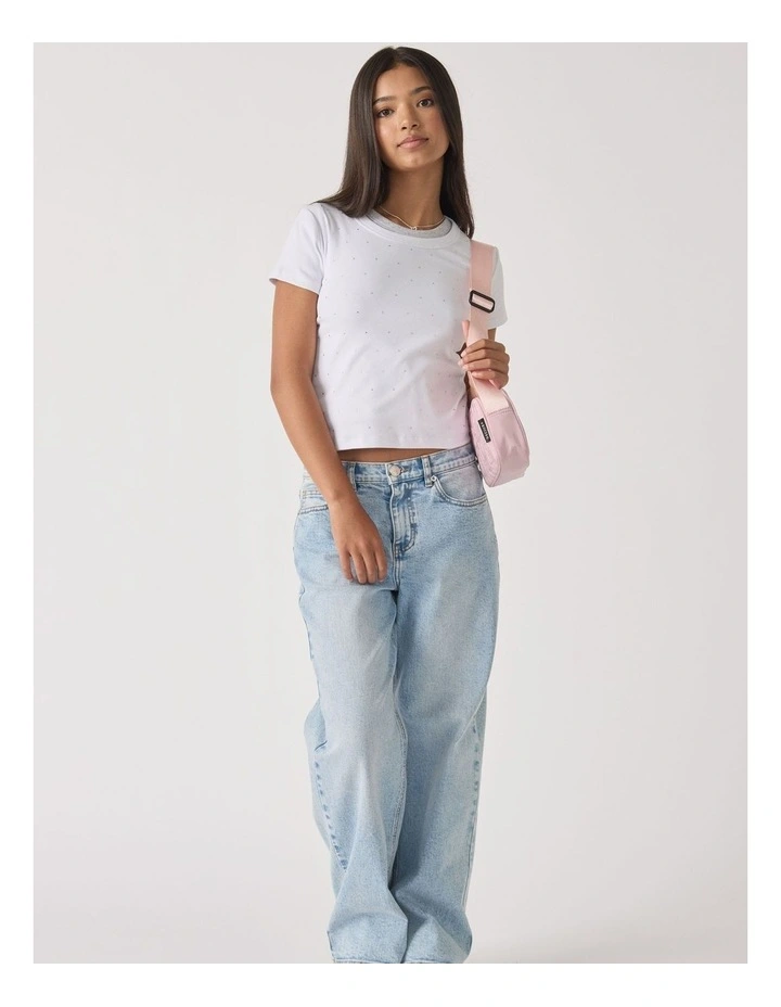 Haylee Crystal Crop Tee in White image 1