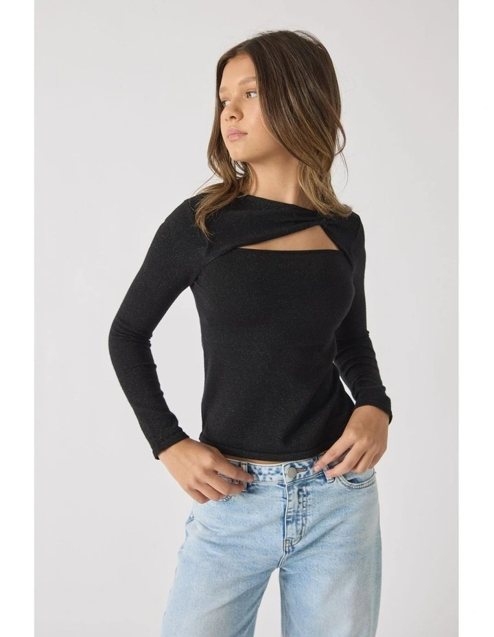 Skylar Knit Top in Black image 2