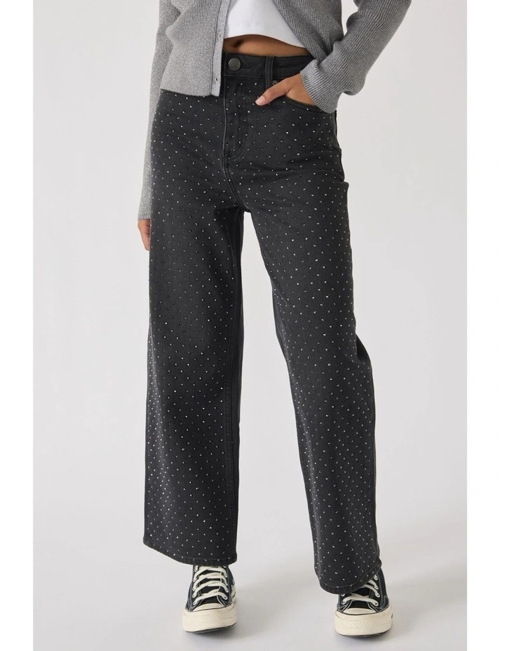 Hailey Embellished Jean in Black image 1