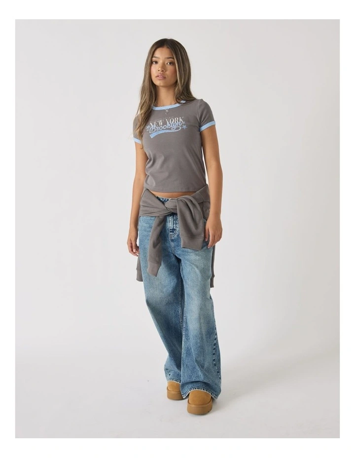 Cropped Ringer Tee in Grey image 1