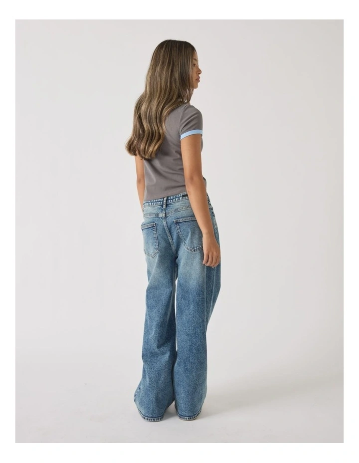 Cropped Ringer Tee in Grey image 3