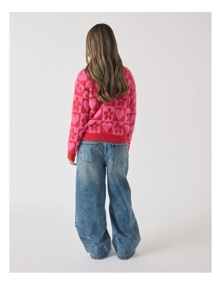 Lisa Check Knit Jumper in Pink image 3