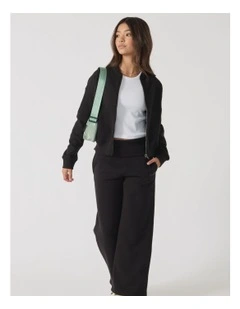 Amber Fleece Bomber in Black